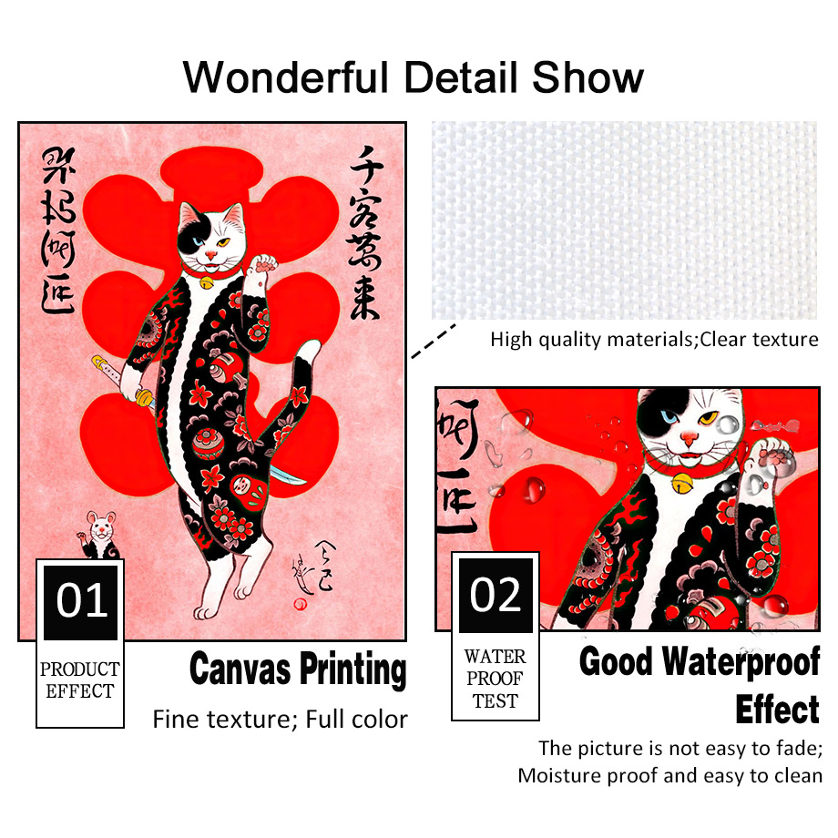 Japanese Samurai Cat Wall Art  - Japanese Traditional Lifestyle recension och pris