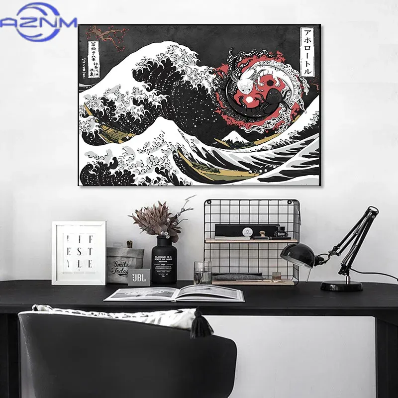 AZNM Canvas Painting Big Wavy  - Japanese Traditional Lifestyle recension och pris